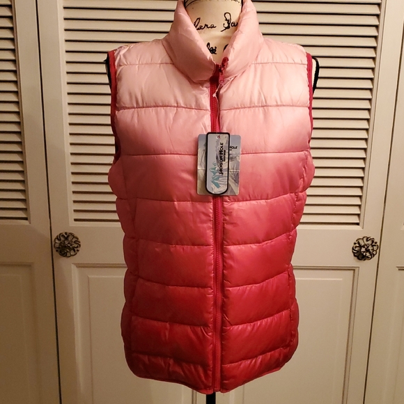 Women's Pink Ombre Puffer Vest - Picture 1 of 12